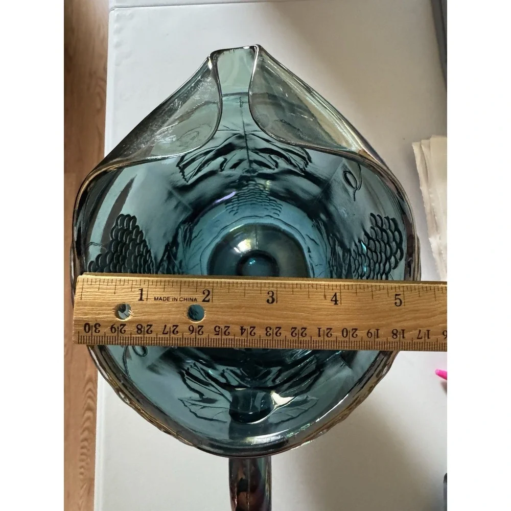 Vintage Indiana Glass Blue Carnival Harvest‎ Grape Water Pitcher Iridescent MCM